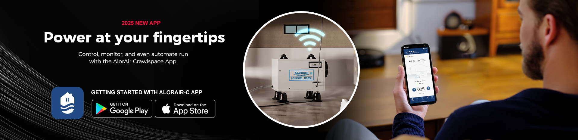 AlorAir crawlspace dehumidifier app