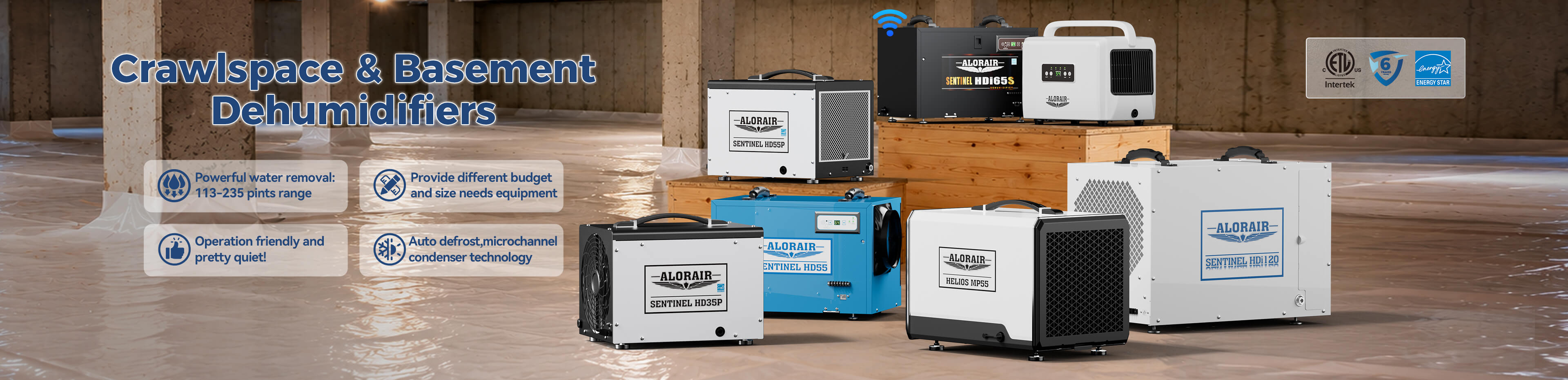 Whole house dehumidifiers for basement & crawl space