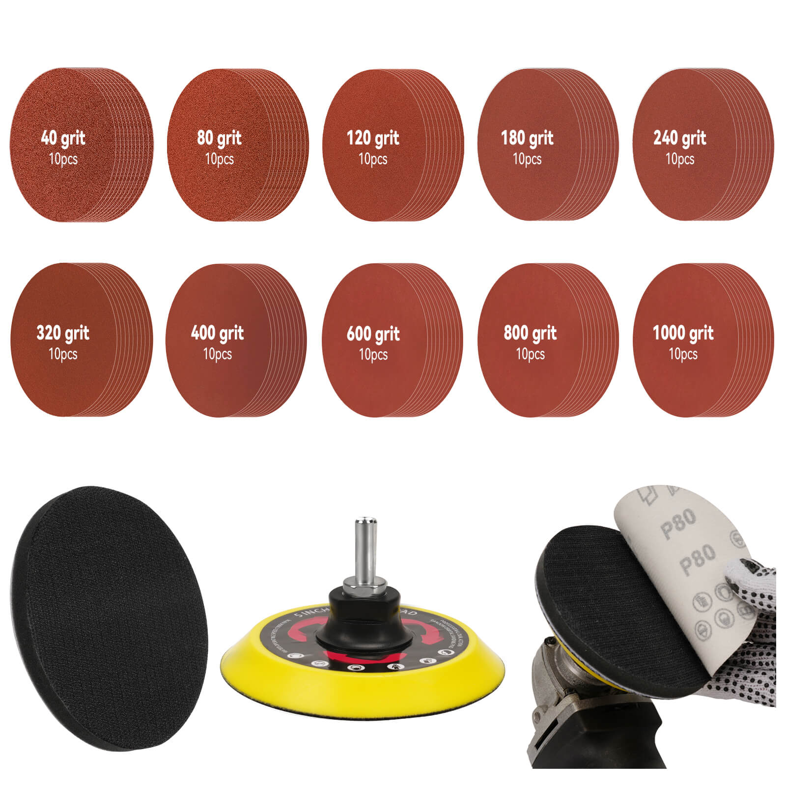 TooVem 5 inch Sanding Discs